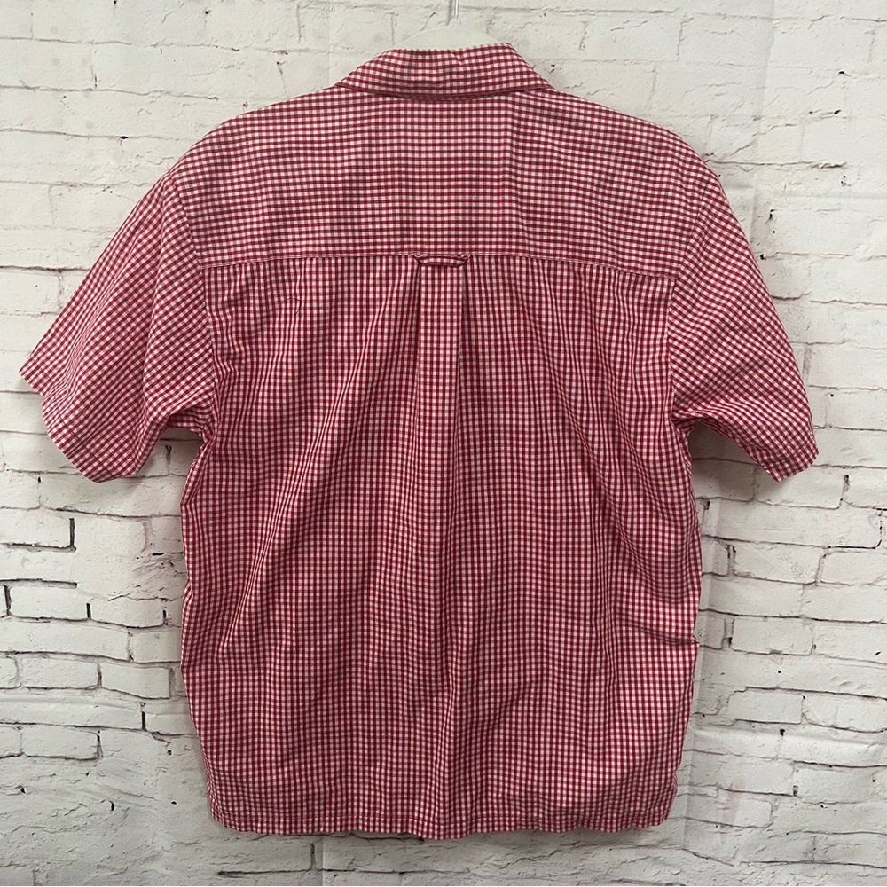 VTG 90s Casey Max Gingham Plaid Embroidered Cat Garden Shirt Red Windows Medium - Picture 6 of 9